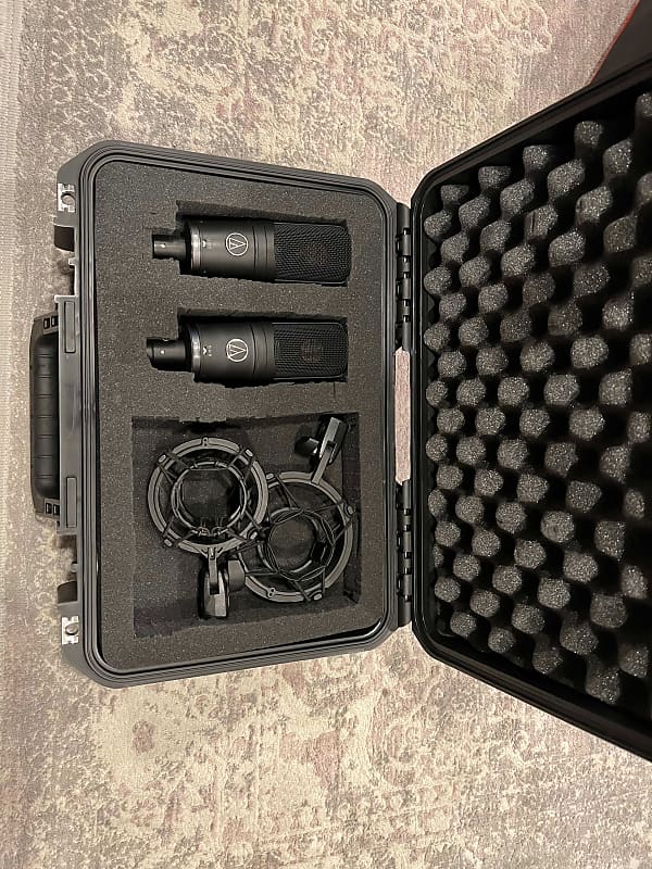 Pair of Audio-Technica AT4050 Large Diaphragm Multipattern Condenser Microphones, with waterproof SKB case image 1