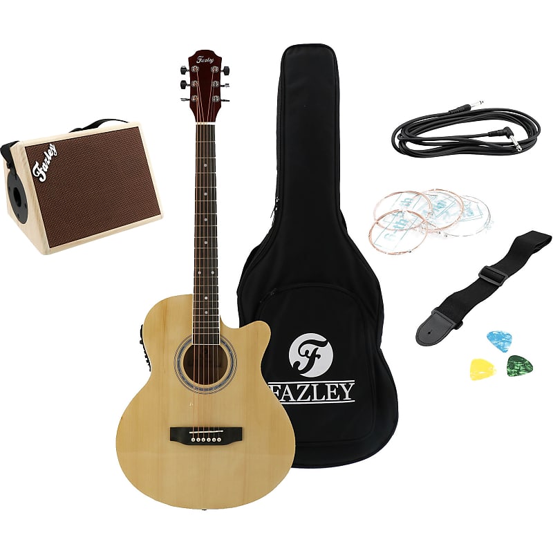 Fazley W80-SGANT Slim Auditorium Natural + Fazley Kubo A25 Electro-Acoustic Guitar Starter Pack image 1