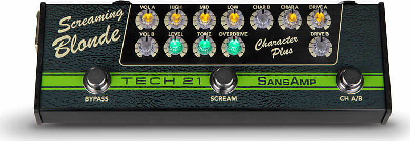 Tech 21 SansAmp Character Plus Screaming Blonde Fender+Tube Screamer-Style Pedal image 1