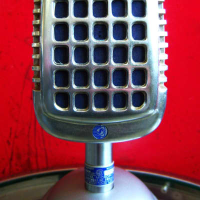 Vintage 1940's Shure 737A crystal super cardioid microphone w period S-36 desk stand PROP DISPLAY image 5