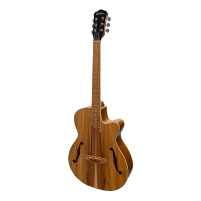 Martinez Jazz Hybrid Acoustic-Electric Small Body Cutaway Guitar (Jati-Teakood) for sale