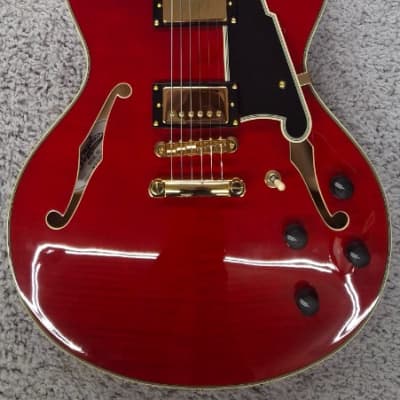 D'Angelico Excel DC Semi-Hollow Body Electric Guitar w/Hard Case, Trans Cherry image 3