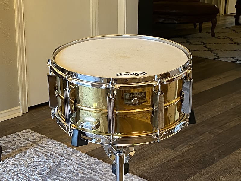 Tama 1990s 6.5x14 Brass Shell Snare Drum, 10-lug, Model PM