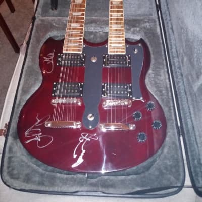 Led Zep 3 signed Ktone Double Neck 2000's - Burgundy Gloss for sale