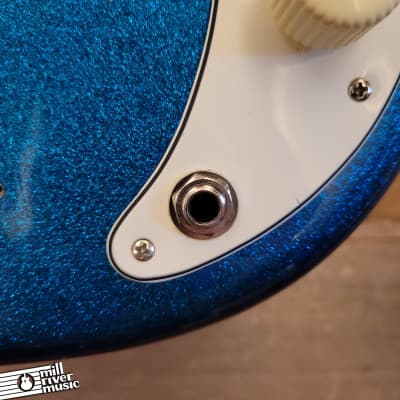 Memphis P Bass Copy Made in Korea 1980s Blue Sparkle Used image 4