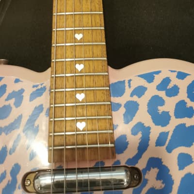 Daisy Rock Heartbreaker guitar Mid 2000s  - Pink / Blue Leopard Print image 4