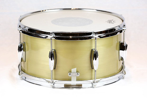 Q Drum Co. Plate Series Brass 14in X 7in Snare Drum - Brushed and Lacquered