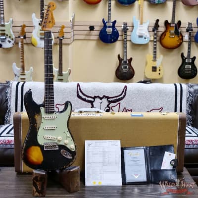 Fender Custom Shop 1959 Stratocaster Dark AAA Rosewood Board Super Heavy Relic Black over 3 Tone Sunburst 7.35 LBS image 6
