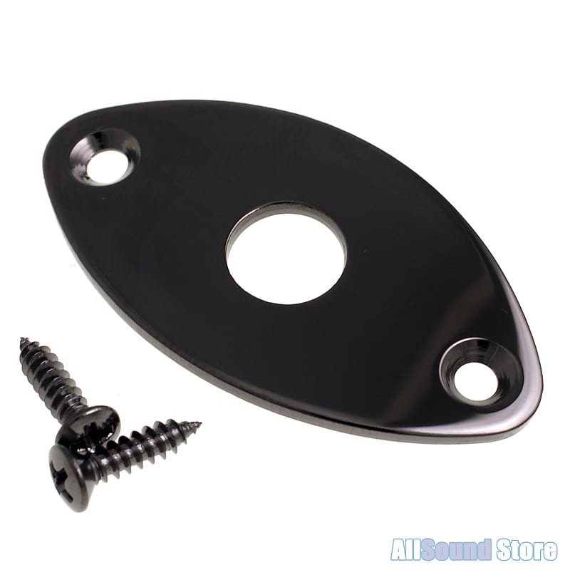 Gotoh JCB-2 Oval Football Shape Curved Input Jack Plate for Guitar, COSMO  BLACK