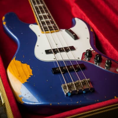 Fender Japan '75 Reissue Jazz Bass Relic, Amparo Blue Nitro image 5