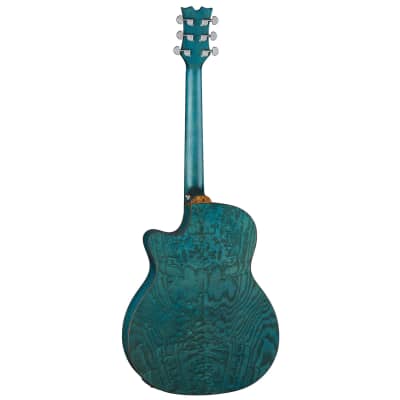 Dean Exotica Quilt Ash Trans Blue Acoustic/Electric Guitar, DMT Preamp, EQA TBLS image 2