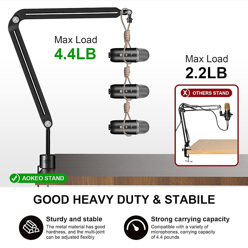 Solocast Boom Arm Mic Stand, Adjustable Suspension Boom Scissor Arm Stand  For Hyperx Solocast Gaming Microphone By