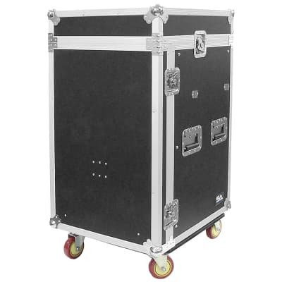 16 Space Rack Case with 10 Space Slant Mixer Top and DJ Work Table - 16U DJ Case image 2