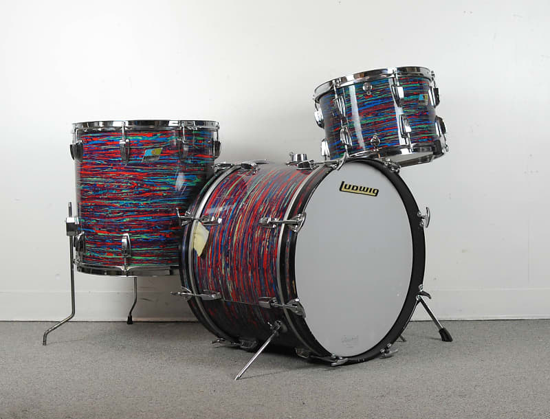 1971 Ludwig "SuperBeat" Psychedelic Red Drum Set Reverb