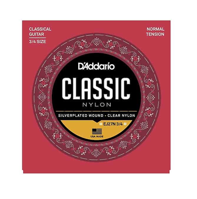 D'Addario EJ27N 3/4 Silverplated Wound Clear Nylon Classical Guitar Strings - Normal Tension image 1