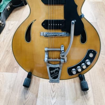 Rare 1959 Grimshaw SS semi electric guitar, blonde, fitted Bigsby,  short scale neck, dog ear P90's image 3