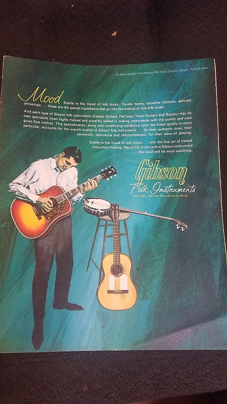 Gibson Flat Tops , Classics, Banjos, Tenors Catalog 1963 Color Cover B&W Inside image 1