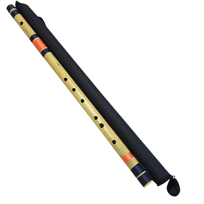 Zaza Percussion- Professional Scale G # Middle 12'' Polished Bamboo Bansuri Flute (Indian Flute) With Carry Bag image 1