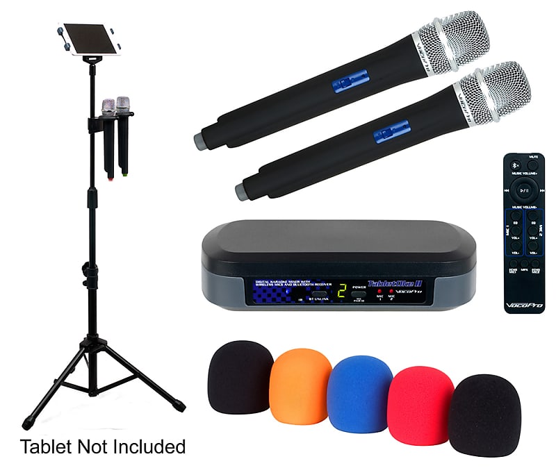 VocoPro TabletOke-2MC Digital Karaoke Mixer w/ Wireless Mics and Bluetooth Receiver/ Pro TabletStand image 1