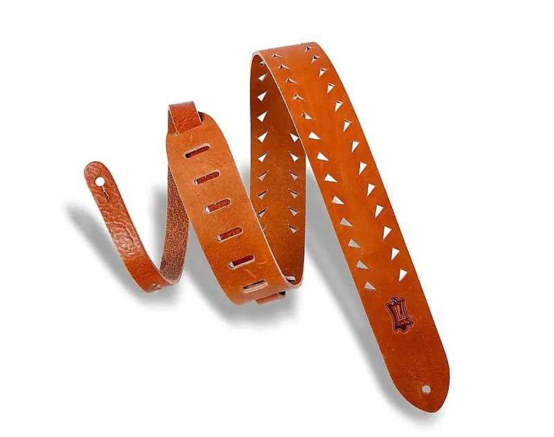 Levy's M12TTV 2" Veg-Tan Leather Tiger Tooth Punch Out Guitar Strap image 1