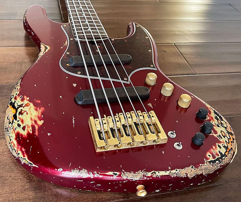 Xotic XJ-1T Jazz-Style 5-String Bass Guitar Candy Apple Red 