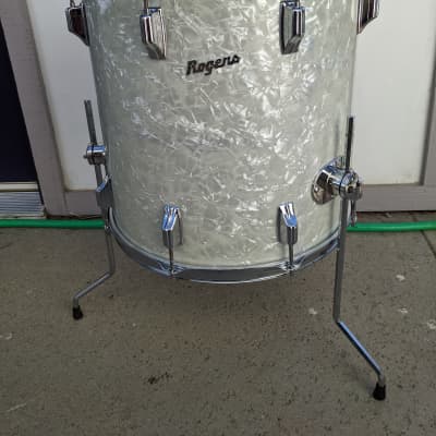 Classic 1960s Rogers 16 x 16" White Marine Pearl Wrap Floor Tom - Looks Really Good - Sounds Great! image 1