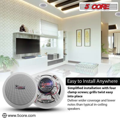 5 Core Ceiling Speakers 6.5 Inch White in Wall Mounted Speaker 6 Pieces 2 Way 20W Rated Power 88dB Sensitivity for Indoor Outdoor Whole Home Theater Surround Sound System  CL 6.5-12 2W 6PCS image 11