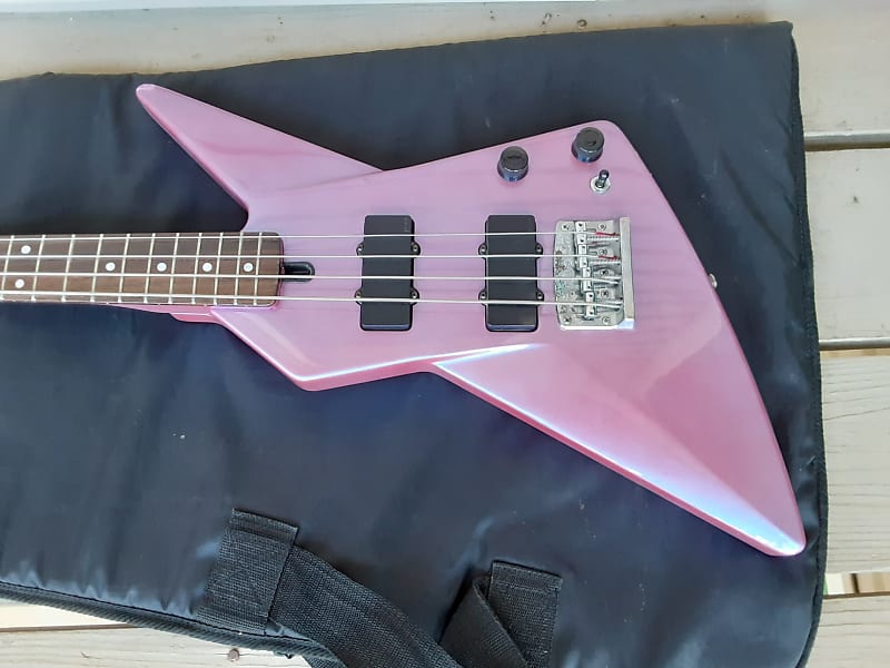 Vintage 1980's Yamaha EBX-1 Bass Guitar w/ Gig Bag! Pointy, Pink/Purple  Metallic Finish!