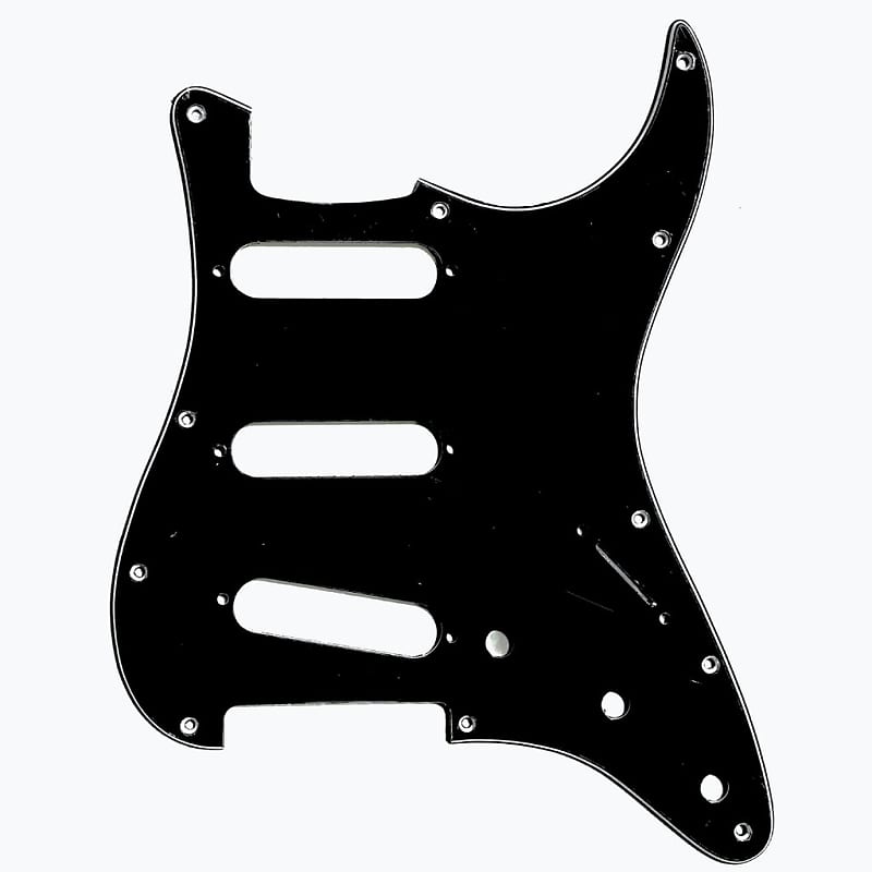 Allparts PG-0552 11-hole Pickguard for Stratocaster®, Black 3-ply (B/W/B) .090 image 1