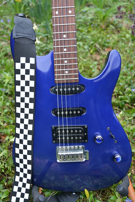 Ibanez Gio HSS in Midnight Blue w/ New Black Dunlop Strap | Reverb