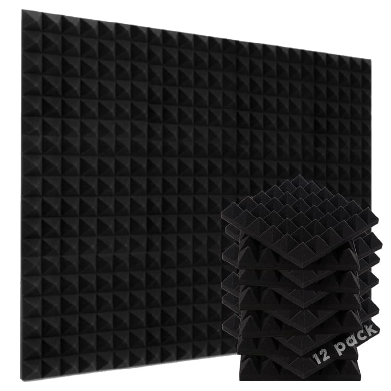 Pyramid Acoustic Foam Panels - 12x12x 2 Inch Thick Sound Dampening Studio  Foam Tiles - 4 Square Feet Per Pack (2 inch thick)