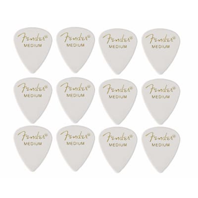 Fender Classic Celluloid 351 Shape Guitar Picks, Medium, White , 12-Pack image 3