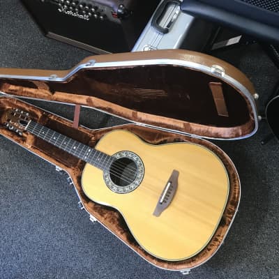 Ovation Folklore 1614 acoustic 12 fret guitar made in USA 1981 in Natural excellent condition with original hard case & case candy. for sale