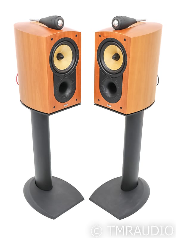 B&W Nautilus 805 Bookshelf Speakers; Cherrywood Pair w/ Stands