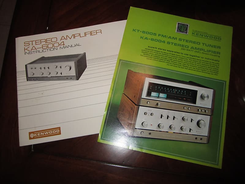 Kenwood KA-6004 Oem Owners Manual, Schematics and Brochure  in Mint Condition  			