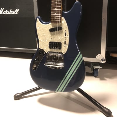 Fender Kurt Cobain Mustang Left-Handed 2012 - 2013 Dark Lake Placid Blue with Stripe image 2