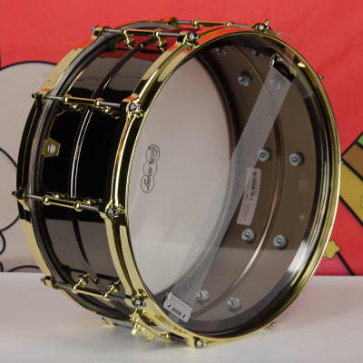 Used Ludwig 14" x 6.5" Black Beauty LB417BT, Brass Tube Lugs, P86 Throwoff & Diecast Hoops image 7