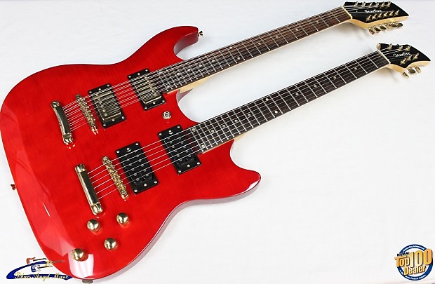 Starfire Double Neck 6 12 String Electric Guitar Flamed Maple Red 27528