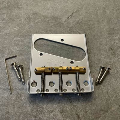 Fender Telecaster Bridge Cut Down Sides, Brass Saddles! image 5