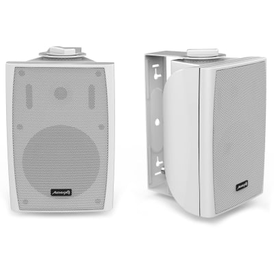 Audibax Elipse 4" HiFi 2Way Wall Bracket Speakers, 30W Power, 70Hz-20KHz Frequency, White Pair, Dimensions 15x21x12.5cm, Weight 1.79Kg image 2
