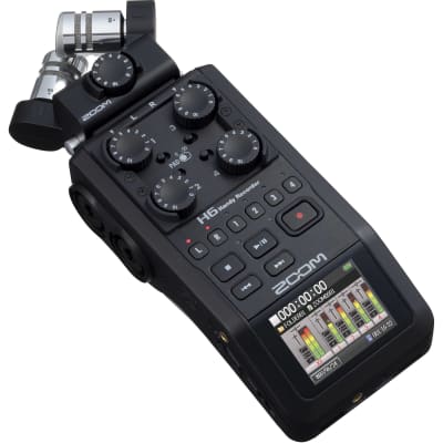 Zoom H6 All Black (2020 Version) 6-Track Portable Recorder, Stereo Microphones, & 4 XLR/TRS Inputs