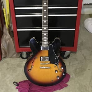 Upgraded Epiphone ES-335 PRO with Faber Parts, 920D Wiring Harness and Case - Dot Limited Edition Su image 2