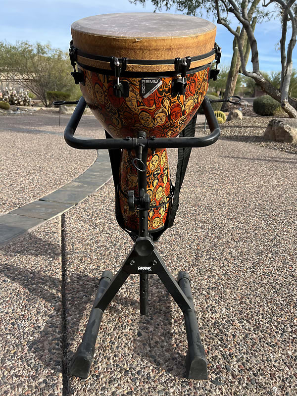 Remo Mondo Djembe Drum 14” with Gibraltar stand and shoulder Reverb