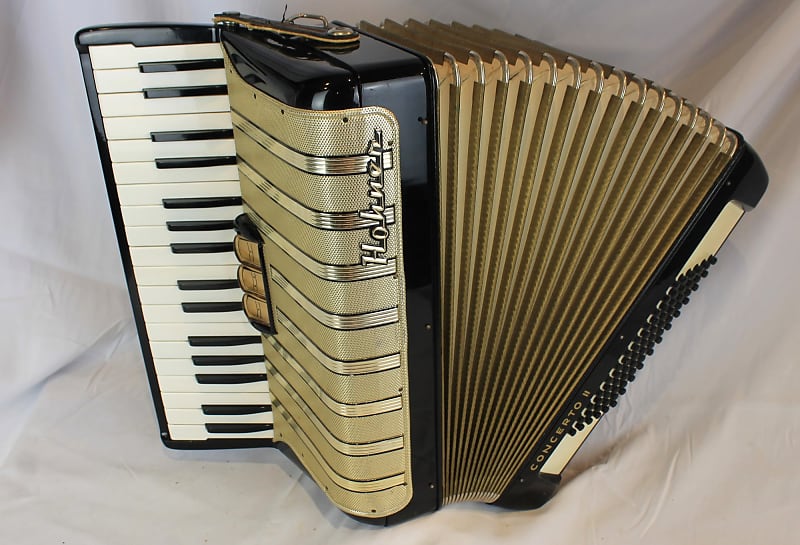 7324 - Black Hohner Concerto II Piano Accordion MM 34 72 image 1