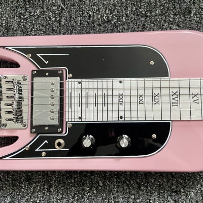 Eastwood Airline Lap Steel 2023 mint Shell Pink with gig bag. image 2