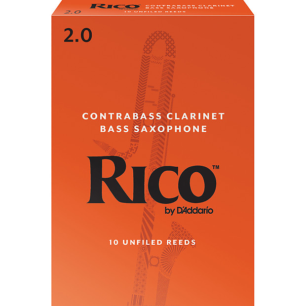 Rico RFA1020 Contrabass Clarinet Reeds - Strength 2.0 (10-Pack) image 1