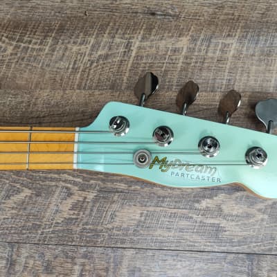 MyDream Partcaster Custom Built - Aged Sonic Blue T-Bass Matching Headstock image 4