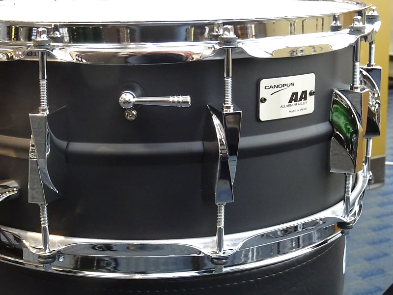 Canopus 6X14 Black Coated Aluminum Alloy Snare Drum - Jet- Black