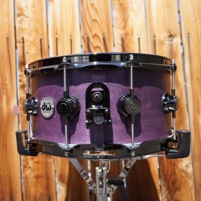 DW USA Collectors Series - Lavender Satin Oil - 6.5 x 14" Pure Maple SSC /VLT Shell Snare Drum w/ Black Nickel Hdw. (2023) image 3