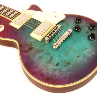 Agile AL-3100MCC Multi-Radius  Blue/Purple Burl Guitar with Binding and Trapezoid Inlays image 5
